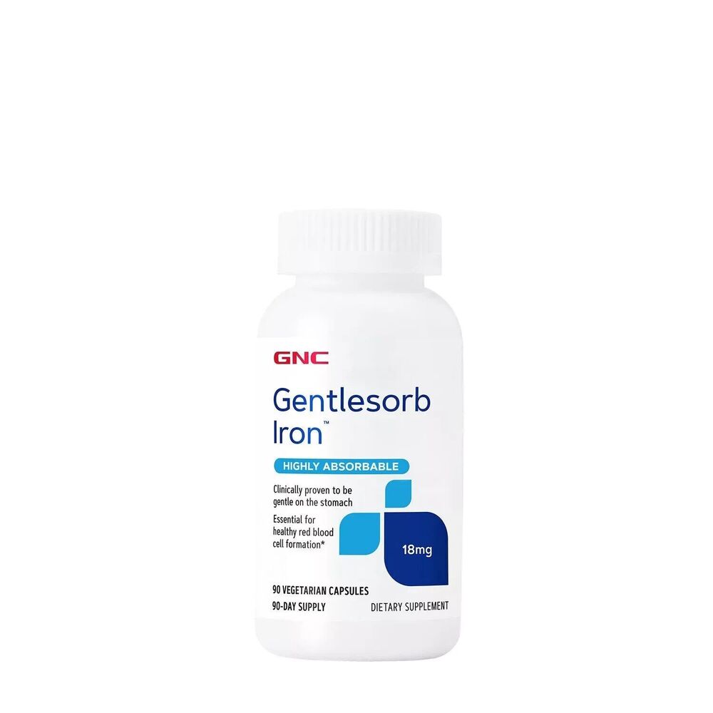GNC Gentlesorb Iron Highly Absorbable 18mg 90 Vegetarian Capsules(EXP:10/2027)